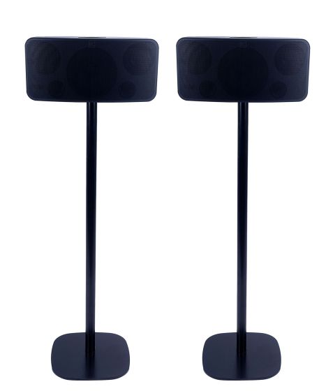 Black Vebos floor stand with Bluesound Mini