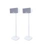 Single white Vebos floor stand with Sonos Play 3