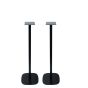 Set of two black Vebos floor stands with Bookshelf Speaker detail view