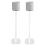Set of two white Vebos floor stands with B&O BeoPlay M5
