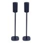 Set of two black Vebos floor stands with Denon HEOS 3