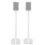 Set of two white Vebos floor stands with Denon Home 150