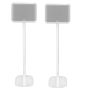 Set of two white Vebos floor stands with Denon Home 250