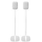 Set of two white Vebos floor stands with Google Nest Audio
