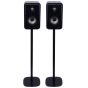 Set of two black Vebos floor stands with Polk Signature S15e