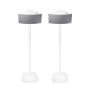 Set of two white Vebos floor stands with Samsung M3 WAM351
