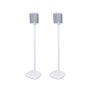 Set of two white Vebos floor stands with Sonos Play 1