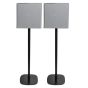 Set of two black Vebos floor stands with Sony BRAVIA Theatre Quad