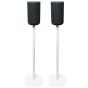 Set of two white Vebos floor stands with Sony SA-RS5