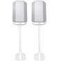 Set of two white Vebos floor stands with Teufel Holist M