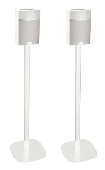 Set of two white Vebos floor stands with Bose SoundTouch 10