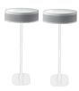 Set of two white Vebos floor stands with Yamaha MusicCast 50