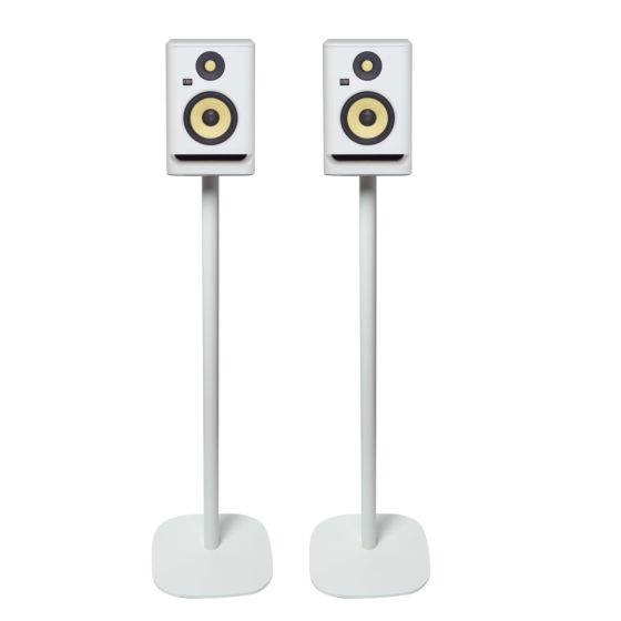 Set of two Vebos floor stands with Bookshelf Speaker white set