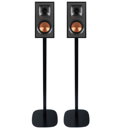 Set of two Vebos floor stands with Bookshelf Speaker black set