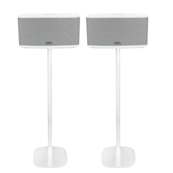 Set of two white Vebos floor stands with Riva Festival