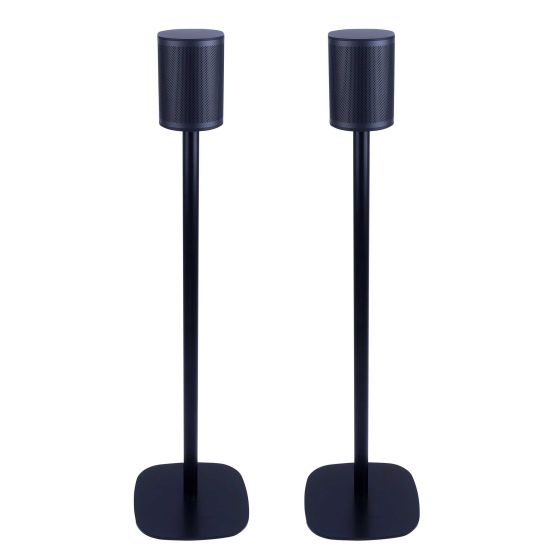 Set of two black Vebos floor stands with B&O BeoPlay M3