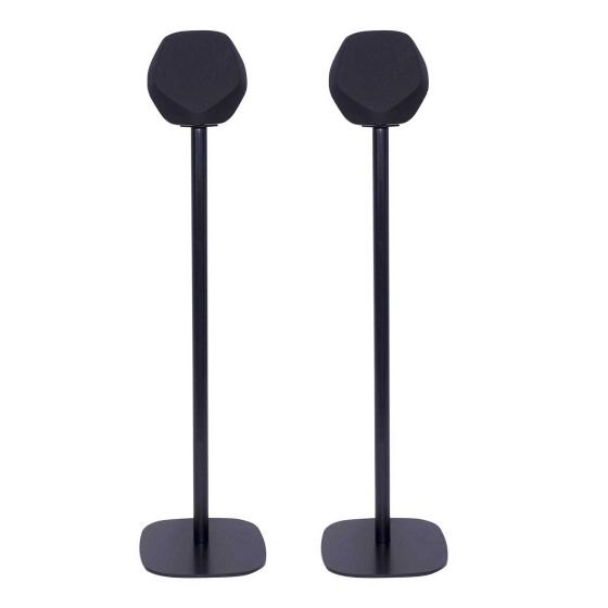 Set of two black Vebos floor stands with B&O BeoPlay S3