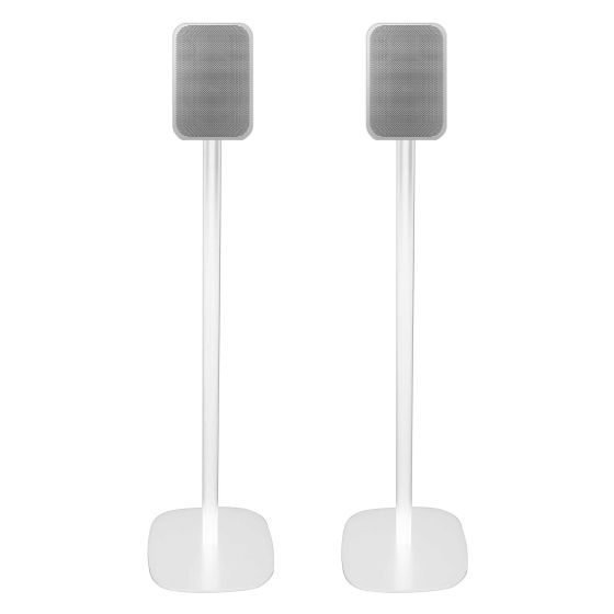 Set of two Vebos floor stands with Bluesound Pulse Flex white set