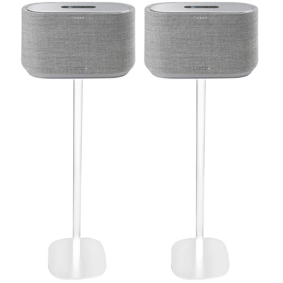 Set of two white Vebos floor stands with Harman Kardon Citation 500