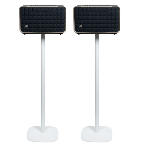 White Vebos floor stand with JBL Authentics 200