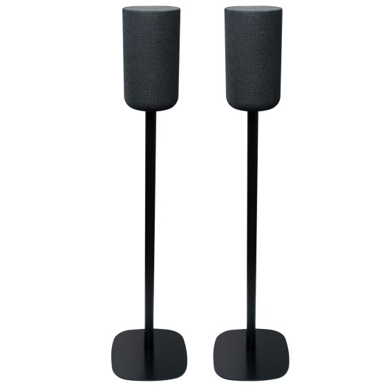 Set of two black Vebos floor stands with Sony SA-RS5