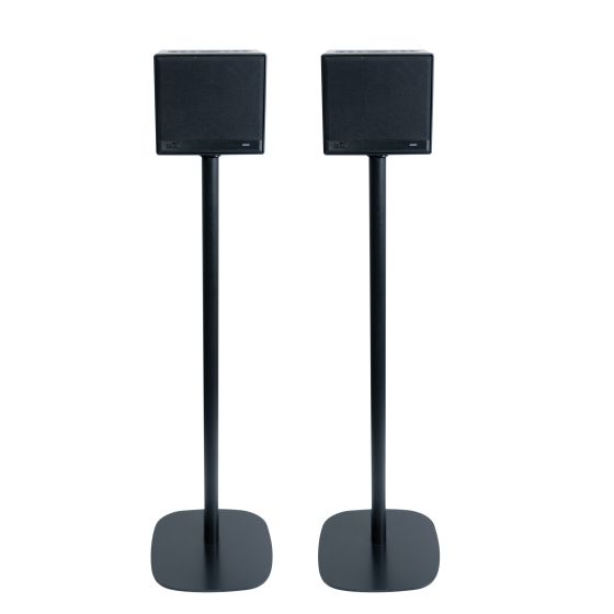 Set of two black Vebos floor stands with Teufel One S