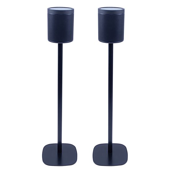Set of two black Vebos floor stands with Yamaha MusicCast 20