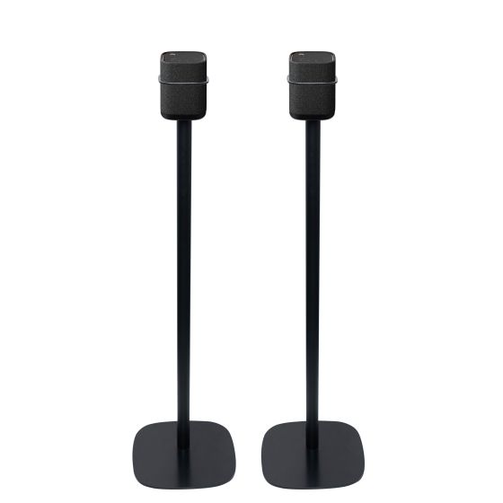 Set of two black Vebos floor stands with Yamaha True X Speaker 1A
