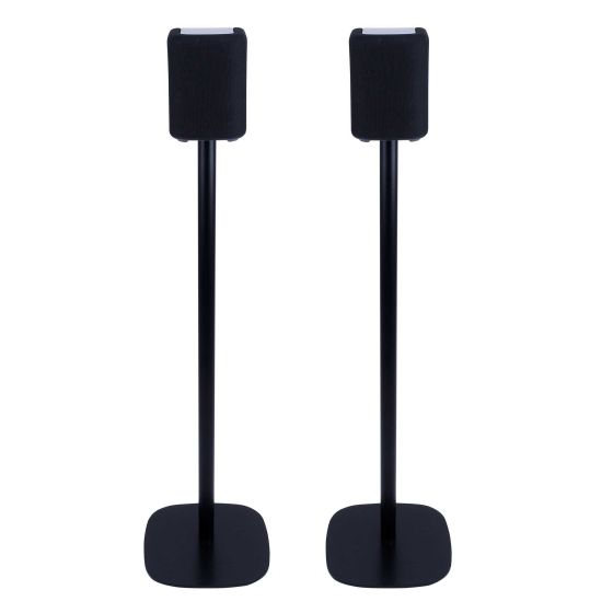 Set of two black Vebos floor stands with Yamaha WX-010 MusicCast