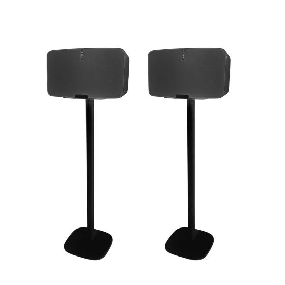 Set of two black Vebos floor stands with Sonos Play 5 Gen 2