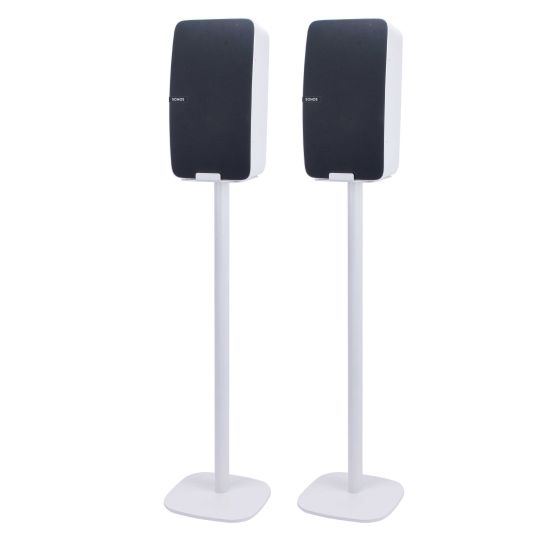 Set of two Vebos floor stands with Sonos Play 5 Gen 2 white - vertical