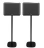 Set of two black Vebos floor stands with Denon Home 350
